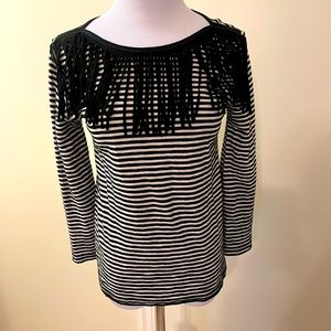 Maje striped fringe top